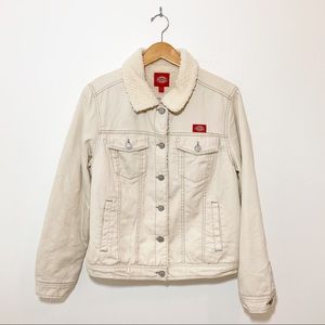 DickiesGirl cream Sherpa trucker denim jacket XL